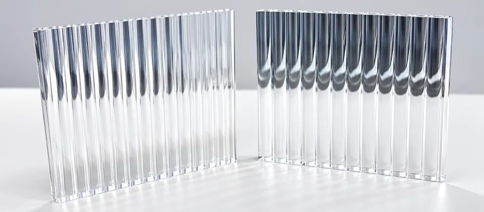 Clear fluted acrylic panels