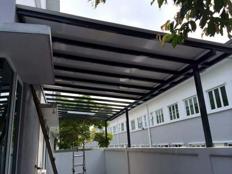 ACP awning over a long walkway