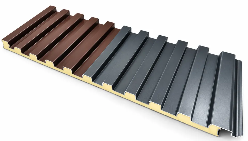 Aluminium fluted panels with a PU foam backing