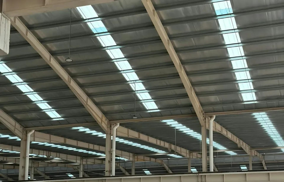 Factory lit by FRP roof lights