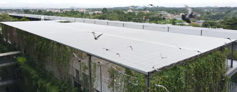 Large roof with FRP roof lights