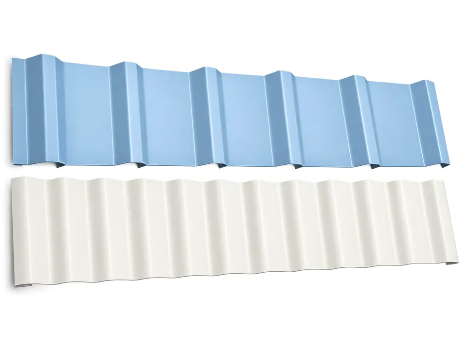 Blue and white uPVC roofing sheets