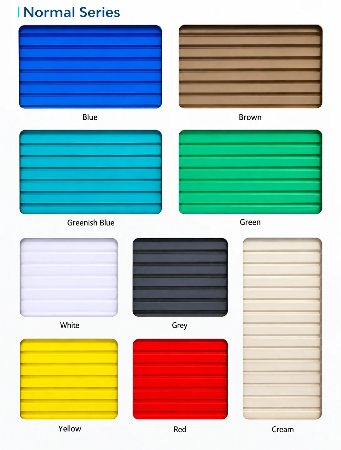 Hollow polycarbonate colour chart