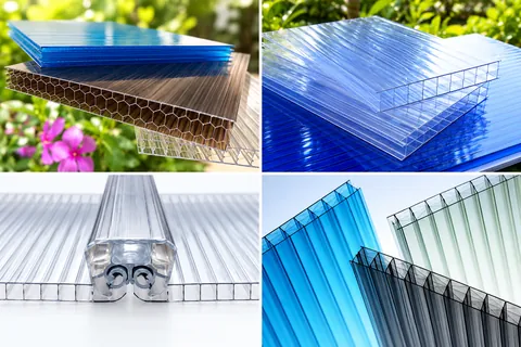 Hollow polycarbonate profiles, including honeycomb and multiwall