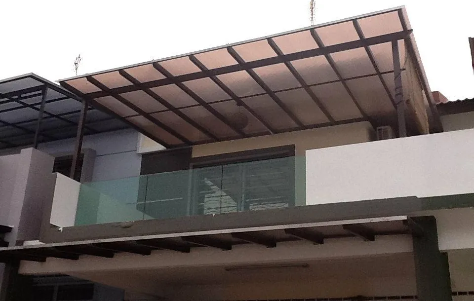 Bronze polycarbonate car porch roof